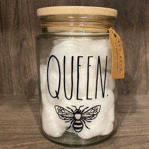 Rae Dunn QUEEN 🐝 Cotton Ball Jar